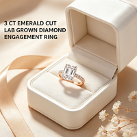 Bague de fiançailles en or 14 carats avec diamant de laboratoire taille émeraude 3 carats pour femme, certifiée IGI, personnalisable, bijoux fins