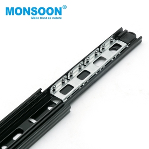 heavy duty rails runner side mounted electrophoretic black 35mm triple fold full extension kitchen <b>storage</b> cabinet drawer slide - Product Image 4