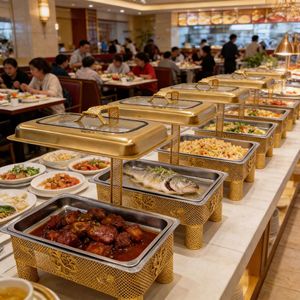 Réchaud à alcool en acier inoxydable doré, 9L, rectangulaire, équipement de maintien au chaud pour buffet, mariage, banquet, usage commercial - Product Image 2