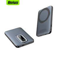 Chargeur sans fil magnétique portable 5000mAh avec câble intégré, batterie externe 22.5W PD à charge rapide, batterie externe 5000mAh avec écran LED
