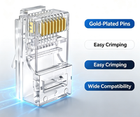 Conector Modular RJ45 Sin Blindaje del Fabricante, CAT6/CAT5E, Transparente, para Cable de Red, Contactos Chapados en Oro, Certificado RoHS