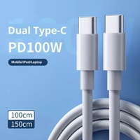 Câble de données Type-C double tête 100W avec charge rapide et transfert de données, en élastomère thermoplastique, compatible iPhone 16, iPad, ordinateur portable
