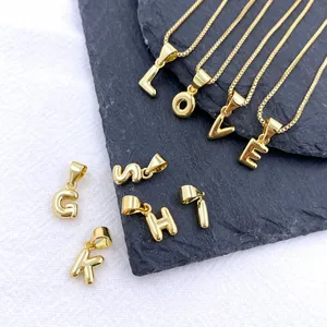 Wholesale A-Z Alphabet Letter Gold Plated Charm Pendant Necklace DIY Brass Jewelry for Man Woman