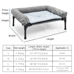 Cuccia Rialzata per Cani con Cuscino Imbottito e Bordo Rialzato, <span class=keywords><strong>Lettino</strong></span> Rialzato per Cani di Taglia Media e Grande - Vendita all'Ingrosso - Product Image 3
