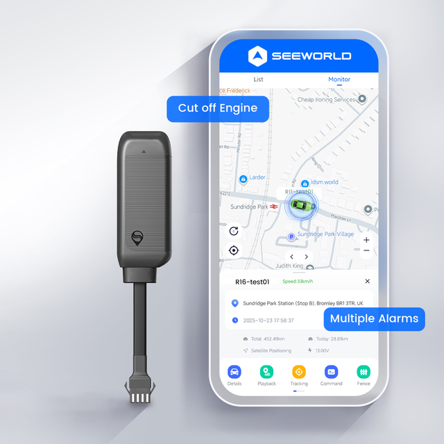 Waterproof GPS Tracker with Remote Engine Stop for Car & Motorcycle Locator 1 Year Warranty Worldwide Tracking R16