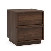 Table de chevet en noyer à 2 tiroirs, table d'appoint, meuble de chambre à coucher en bois