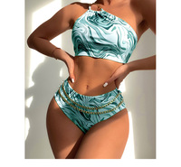 Fabricant personnalisé Matel anneau chaîne Bikini maillot de bain dames taille haute maillot de bain femmes taille haute maillots de bain vêtements de plage