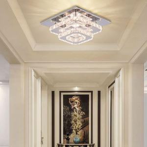 Lampadario a 2 strati con plafoniera quadrata a LED a 2 strati in cristallo minimalista di lusso moderno per la decorazione della casa lampadari e luci a sospensione - Product Image 3