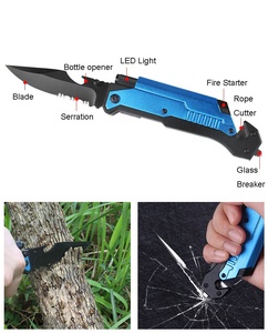 <span class=keywords><strong>7</strong></span> en 1 Camping en plein air multifonction couteau pliant 3cr13 lame poignée en aluminium avec allume-feu lumière LED survie en plein air <span class=keywords><strong>Edc</strong></span> - Product Image 2