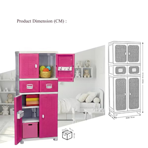 Conteneur de rangement pliable multifonctionnel, organisateur en plastique empilable avec tiroir à motif rotin et barre de suspension pour vêtements - Product Image 3