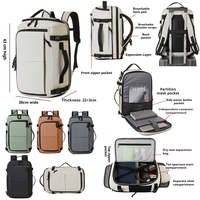 Sac à dos de voyage extensible grande capacité pour ordinateur portable, multicolore, 17 pouces, résistant à l'eau, multi-poches