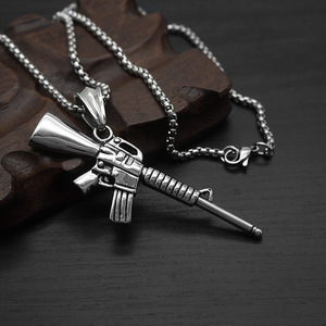 Hip Hop Punk personnalisé étanche 316 acier inoxydable Pvd rempli or plaqué mode bijoux pendentif colliers pour hommes homme - Product Image 2