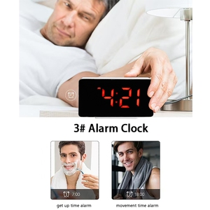 <span class=keywords><strong>Mini</strong></span> horloge électronique Simple LED numérique muet alimenté par USB haute qualité ABS plastique miroir Design bureau réveil - Product Image 5