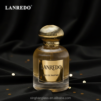 Botol Parfum Bulat Transparan Desain Baru 30ml 50ml 100ml Botol Parfum Kosong dengan Bahu Miring dan Tutup Emas