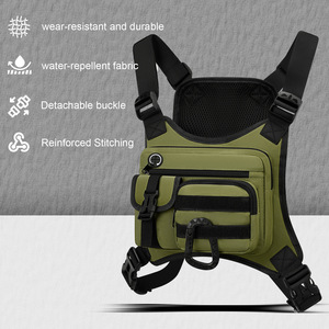 Chaleco Táctico con Bolsillos, Riñonera de Pecho, Correa de Hombro Ajustable, Malla Trasera con Cremallera, Múltiples Bolsillos, Bolsa de Almacenamiento para Ciclismo al Aire Libre - Product Image 6