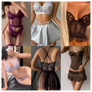 เซตชุดชั้นในเซ็กซี่สำหรับผู้หญิงที่เพิ่งออกใหม่ (<span class=keywords><strong>2</strong></span>ชิ้น) ชุดชั้นในลูกไม้โปร่งใสและมีเสน่ห์ชุดชั้นในกางเกงขาสั้นผ้าซาติน - Product Image 1