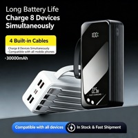 Batterie externe RK163 30000mAh 22.5W avec câbles intégrés, chargeur portable pour iPhone et Android, prise en charge OEM