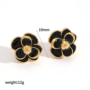 Flower Stud <b>Earrings</b> Zinc Alloy Stainless Steel <b>Post</b> Elegant Women Fashion Jewelry Multiple Colors Available - Product Image 4