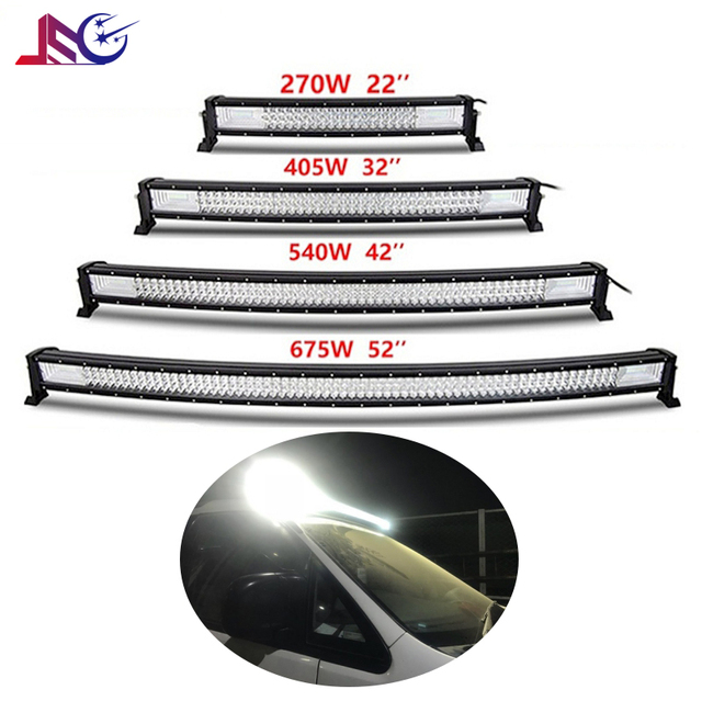 7D Bar Auto Lamp LED Working Light for Offroad Truck SUV ATV 22 32 42 50 52 Inch Curved LED Light Bar for Car Driving