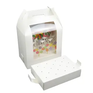 En stock 12 piezas portátil pastel pop embalaje soporte de exhibición pastel pop titular con tapa dulces cajas de manzana