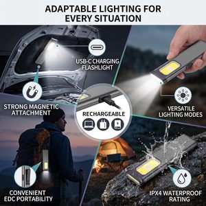 Pocket Flat Slim <b>LED</b> Flashlight EDC 500lm White Yellow Red Warning <b>Light</b> Pen Clip Workshop <b>Work</b> <b>Light</b> Rechargeable Waterproof - Product Image 4