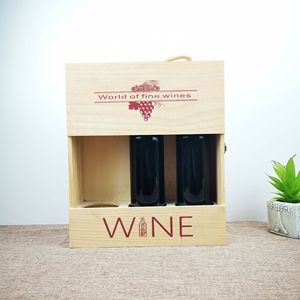 Caja de Madera para Vino, Empaque para Tres Botellas, Forma Rectangular, para Almacenamiento de Bebidas - Product Image 1