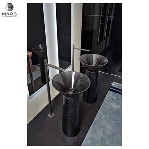 Évier en marbre noir naturel sur pied, style artistique, pour salle de bains ou hôtel, pièce d'<span class=keywords><strong>occasion</strong></span> - Product Image 2