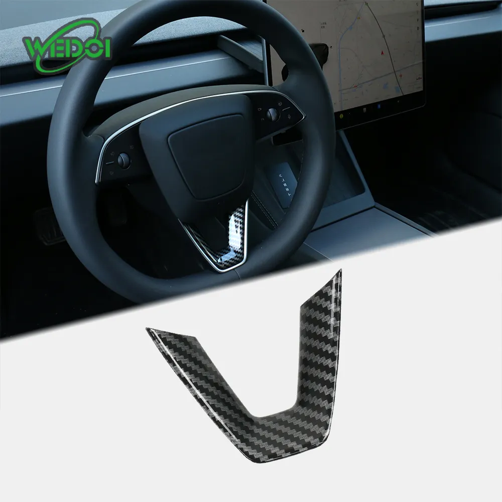 Pegatina de accesorios de ajuste interior deportivo Premium personalizada para Tesla modelo 3 cubierta decorativa de volante de coche de fibra de carbono de lujo
