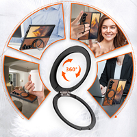 Funda de Teléfono de Cuero PU con Cera Magnética, Directo de Fábrica OEM/ODM, con Protección de 360 Grados °   Soporte de Anillo Giratorio Compatible con la Serie Z Fold/Z Flip