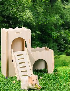 Cage de refuge pour hamsters-une <span class=keywords><strong>cabane</strong></span> <span class=keywords><strong>en</strong></span> bois pour hamsters et autres petits animaux, équipée <span class=keywords><strong>d</strong></span>'une échelle <span class=keywords><strong>d</strong></span>'escalade - Product Image 4