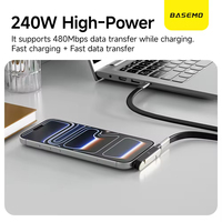 Cargador Rápido USB C Tipo-C de 240W, Adaptador Universal para Teléfono Móvil, Cable de Datos y Carga para Teléfono Móvil
