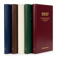 Agenda quotidien standard OEM Premium 2027 ou 2028, reliure filée, couverture rigide, 180 pages °   Planificateur annuel à poser à plat 12 mois