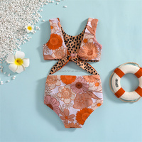 Maillot de bain personnalisé pour tout-petits maillot de bain une pièce pour bébés enfants marguerite léopard double impression face maillot de bain 2 pièces pour filles