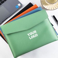 Carpeta Portadocumentos A4 con Logotipo Personalizado, Bolsa de Almacenamiento de Documentos Engrosada de Cuero PU, Portadocumentos Promocional para Oficina y Negocios