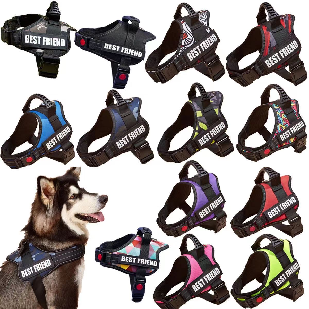 Nice Quality Hot Selling Durable Vest Style Adjustable Nylon Anti- Rushed Walking Harness For Large Dog