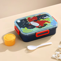Boîte à lunch pour enfants en trois parties, dessin animé, astronaute, dinosaure, licorne, avec bol à salade, boîte à lunch scellée, boîte à lunch bento, boîte à lunch