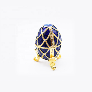Joyero de huevo ruso estilo Faberge, caja de joyería esmaltada a mano feliz día de Pascua - Product Image 3