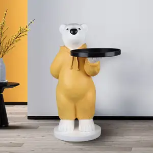 Vassoio di tenuta creativo Design animale credenza nordica moderna resina Beistelltisch carino vestiti gialli tavolino orso polare