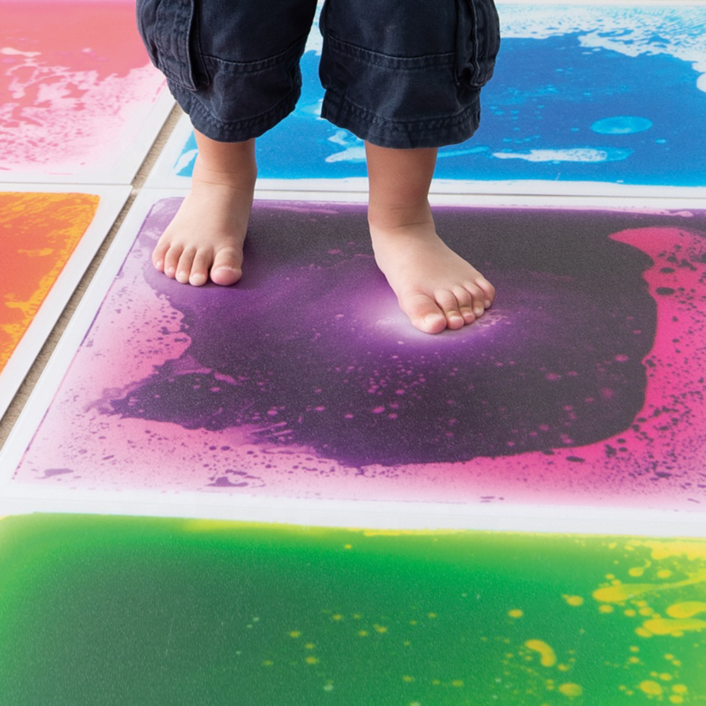 Оптовая продажа, динамическая жидкая сенсорная плитка, пластиковая цветная гелевая художественная панель, ковер для детского сада, игровой коврик, виниловое напольное покрытие для детей