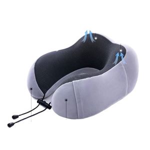 Oreiller de voyage ergonomique en mousse à mémoire de forme souple et respirante, à récupération lente, portable, en forme de U, avec logo, pour le soutien du cou - Product Image 1