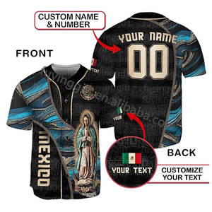 เสื้อเจอร์ซีย์เม็กซิโกแบบกำหนดเอง พระแม่มารี พระแม่แห่งกัวดาลูป ซาน จูดาส ทาเดโอ พระเยซูเม็กซิกัน เสื้อซอฟต์บอล เบสบอล - Product Image 3