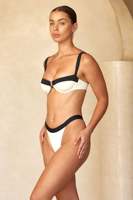 Maillot de bain deux pièces personnalisé en gros, noir et blanc, avec armatures, en tissu doux et agréable pour la peau