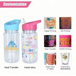Botella de Agua Infantil AGH de 10 oz, Doble Pared, Plástico Transparente, con Orificio Preperforado y Tapón, Diseño de Globo de Nieve, Libre de BPA, para Viajes, Regalo DIY - Product Image 2