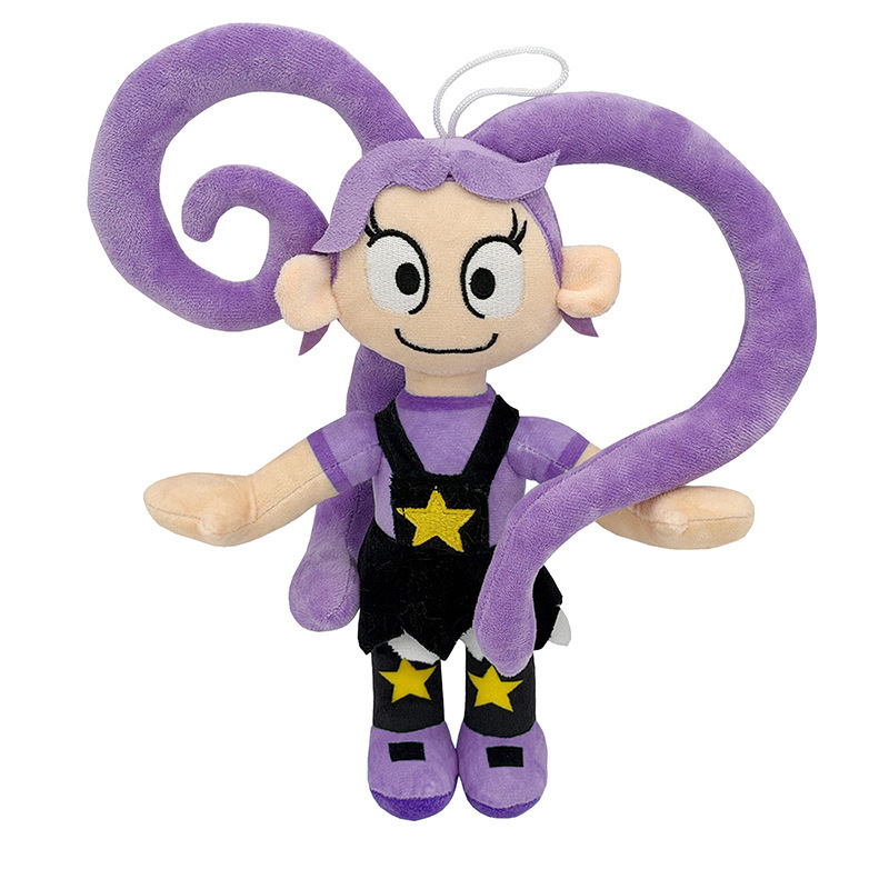 Fille aux longs cheveux bouclés en coagulomètre violet avec des ropehes