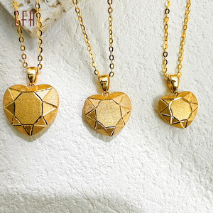 Collar con Colgante de Corazón de Oro Real de 18K de Moda LFH, Joyería al por Mayor, Collar con Colgante de Corazón de Oro Puro Real de 18K - Product Image 1