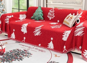 2025 Alibaba compras en línea lujo hogar Navidad deco sofá cubierta vacaciones, nuevo diseño europeo elegante tejido Santa sofá cubierta - Product Image 3