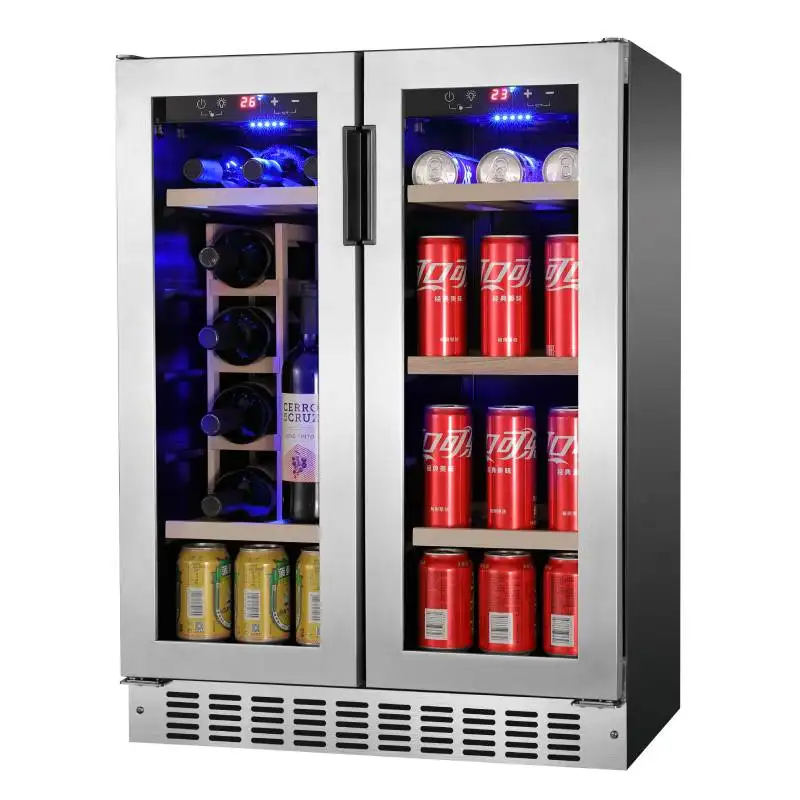 Vinopro 28 şişe şarap mahzeni inşa soğutucu buzdolabı buzdolabı ve 96L çift kapı şarap kompresörü buzdolabı