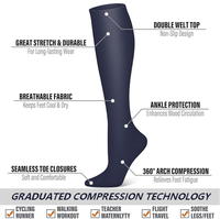 Chaussettes de compression en nylon colorées sur mesure, hauteur genou, 15-20 mmHg, pour infirmières, course à pied, voyage et vol