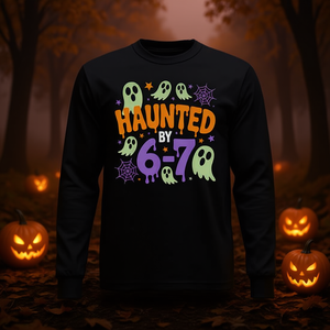 Haunted By 6-7 Camiseta de manga larga de Halloween con diseño de disfraz de meme - Product Image 3