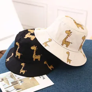 Baby Kleinkind Eimer Hut für Säugling Jungen Mädchen Kinder Giraffe Print Baumwolle Eimer Hut Nette Kinder Hut für Camping